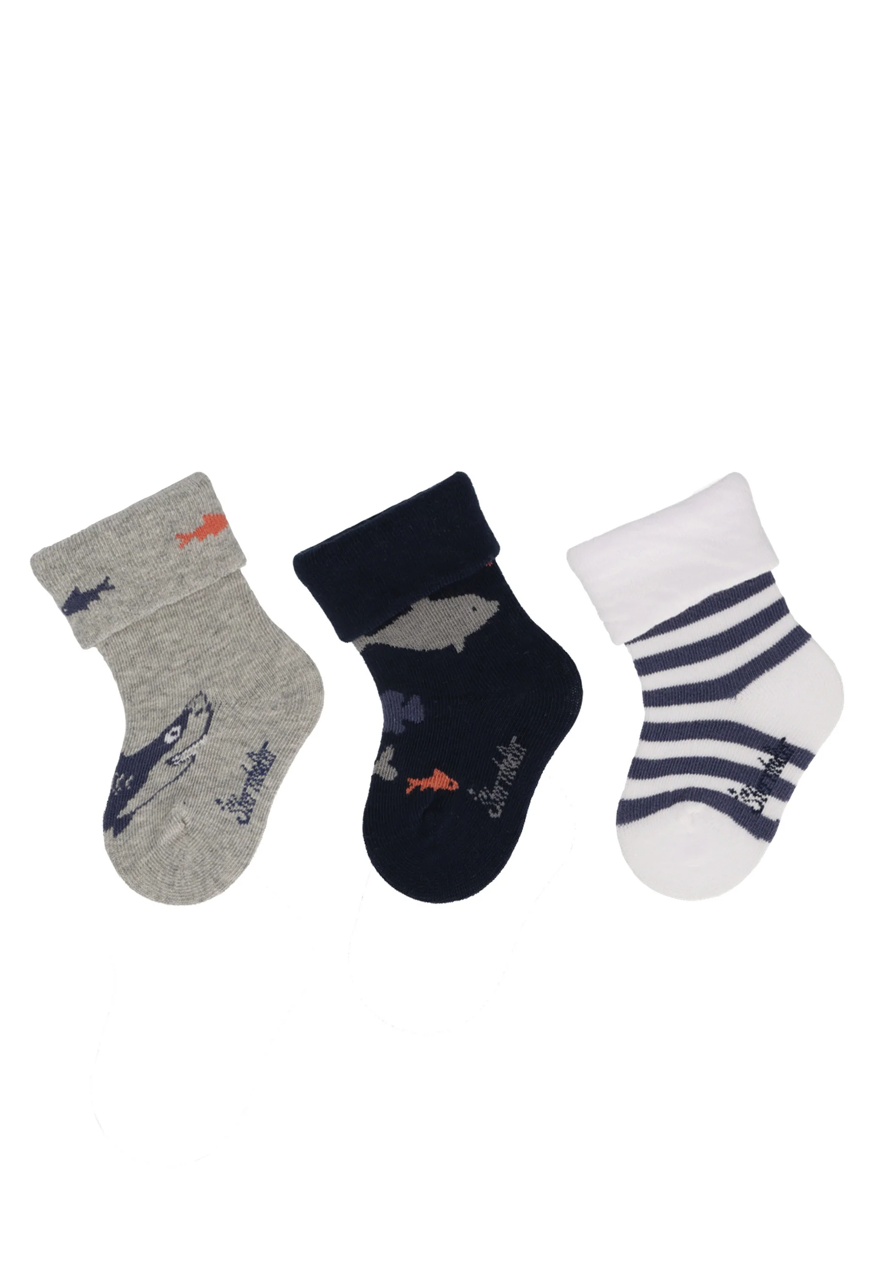 Socken im 3er Pack mit Motiv Hai in versch. Farben