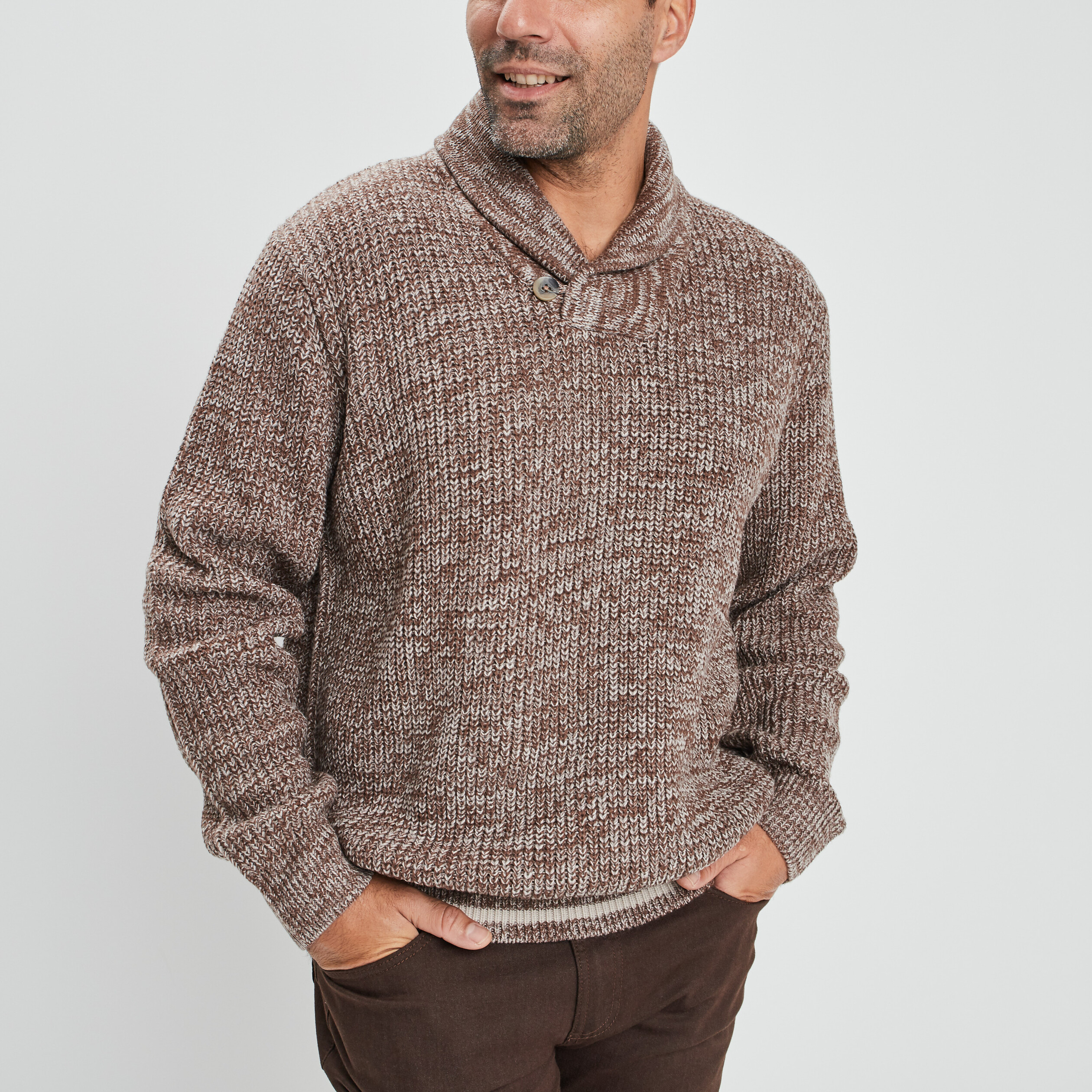 Pull manches longues taupe homme | La Halle