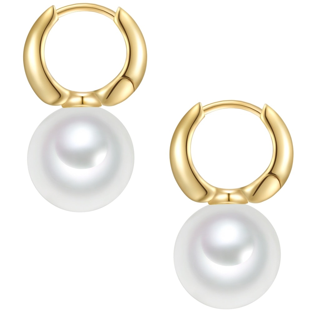 Rafaela Donata Créoles en perle Argent sterling Perles organiques en Or jaune Boucles d'oreilles