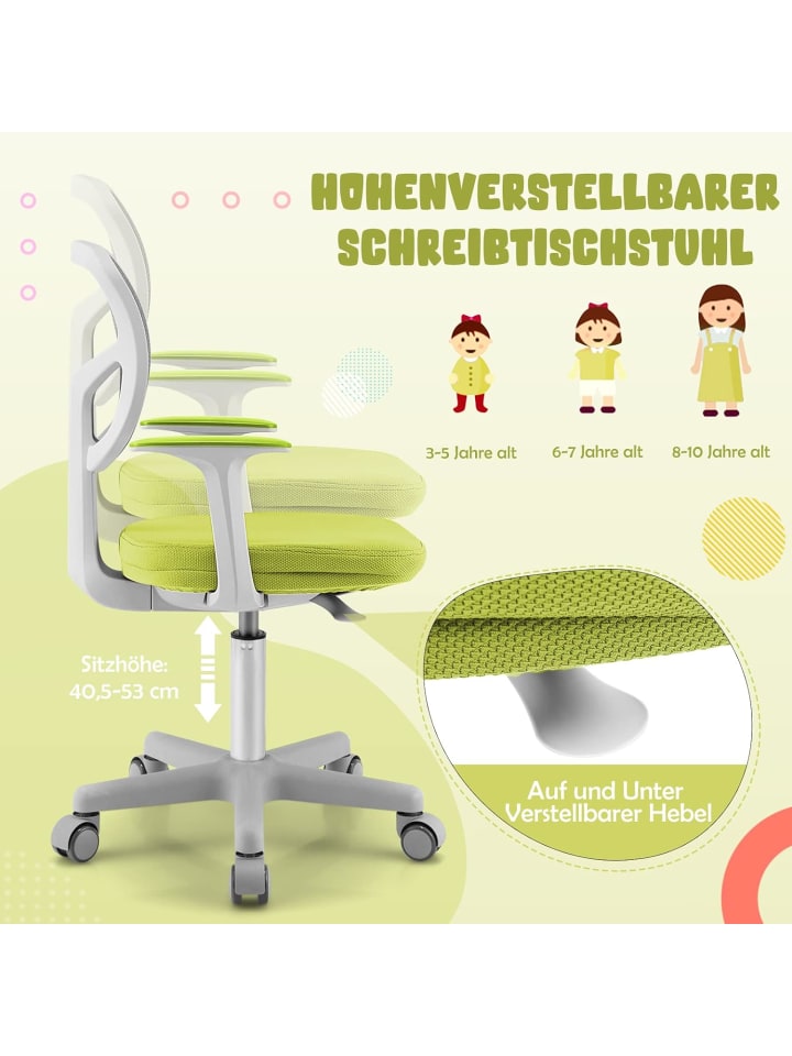 COSTWAY Schreibtischstuhl 3-10 Jahren Drehbar in Grün günstig kaufen onesize