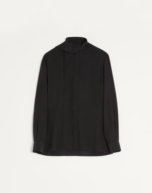 Valentino Silke Crepe De Chine Skjorte Med Tørklædekrave