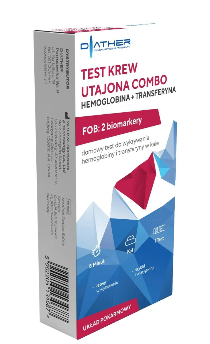 Diater test na okultno krvarenje - kombinacija hemoglobina i transferina, FOB: 2 biomarkera