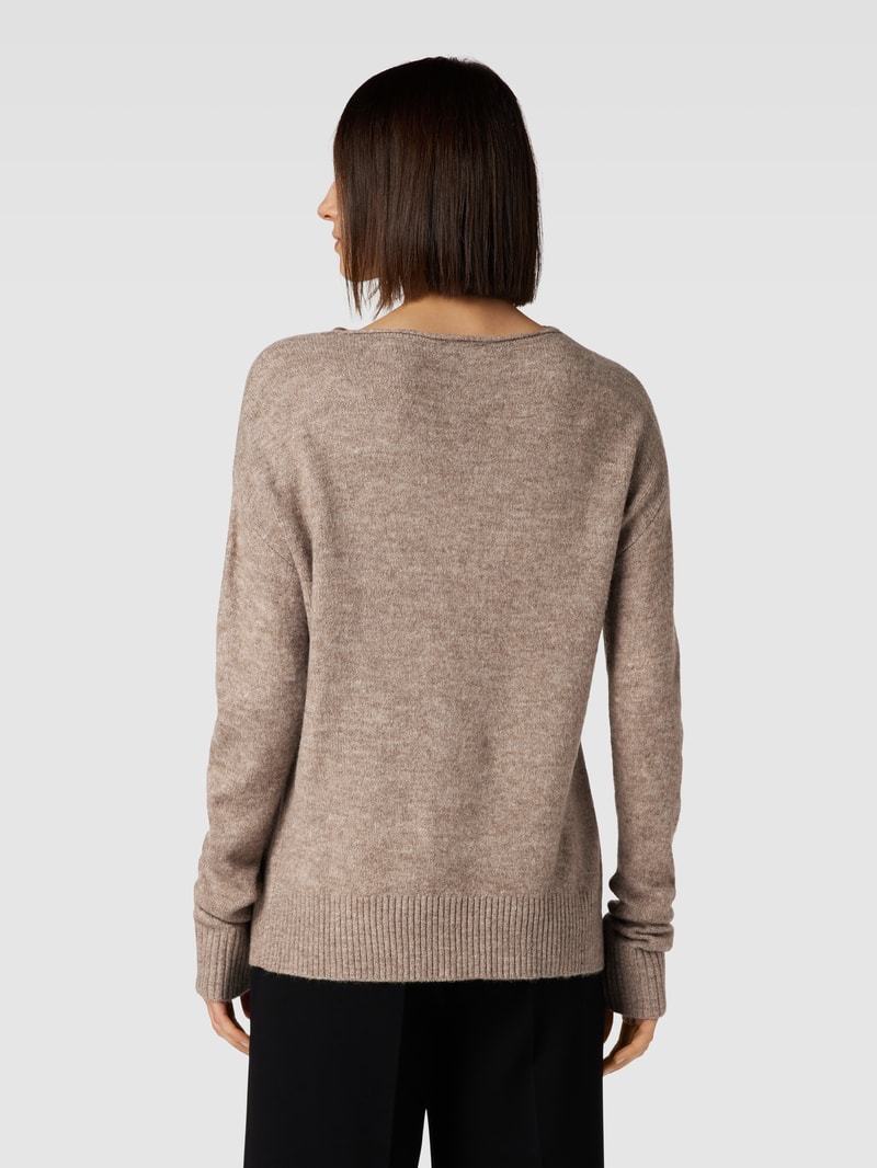 Strickpullover in melierter Optik in taupe meliert