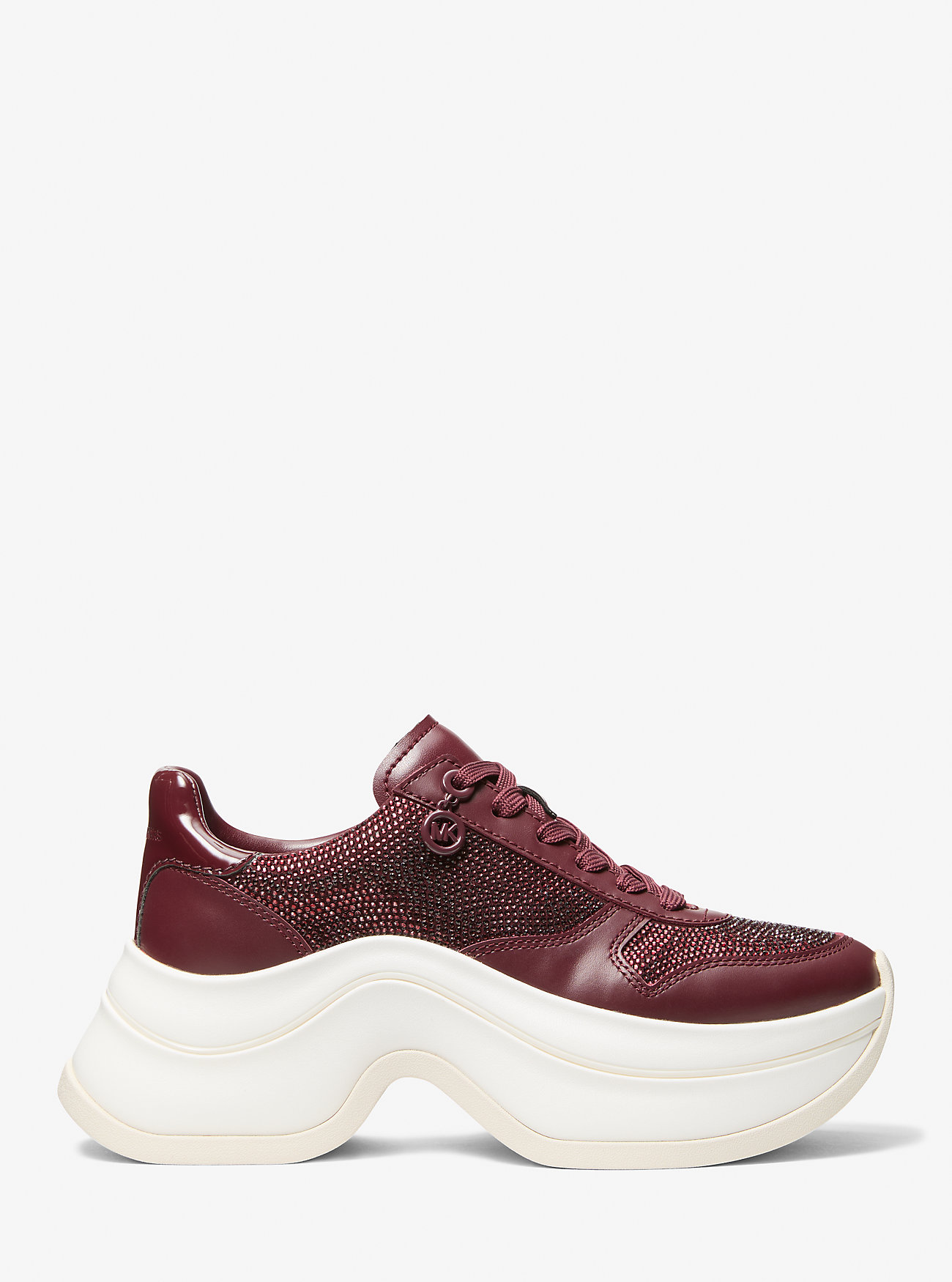 Arla Metallic Leather Trainer - OXBLOOD