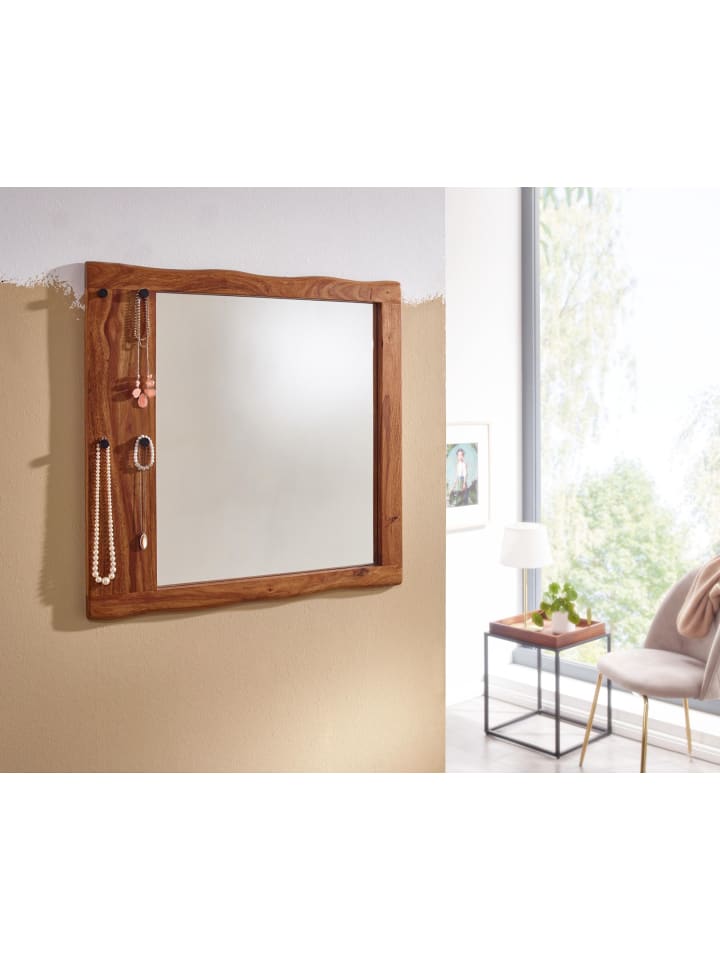 KADIMA DESIGN Wandspiegel Massivholz 80x80x3 cm Design Flurspiegel günstig kaufen onesize