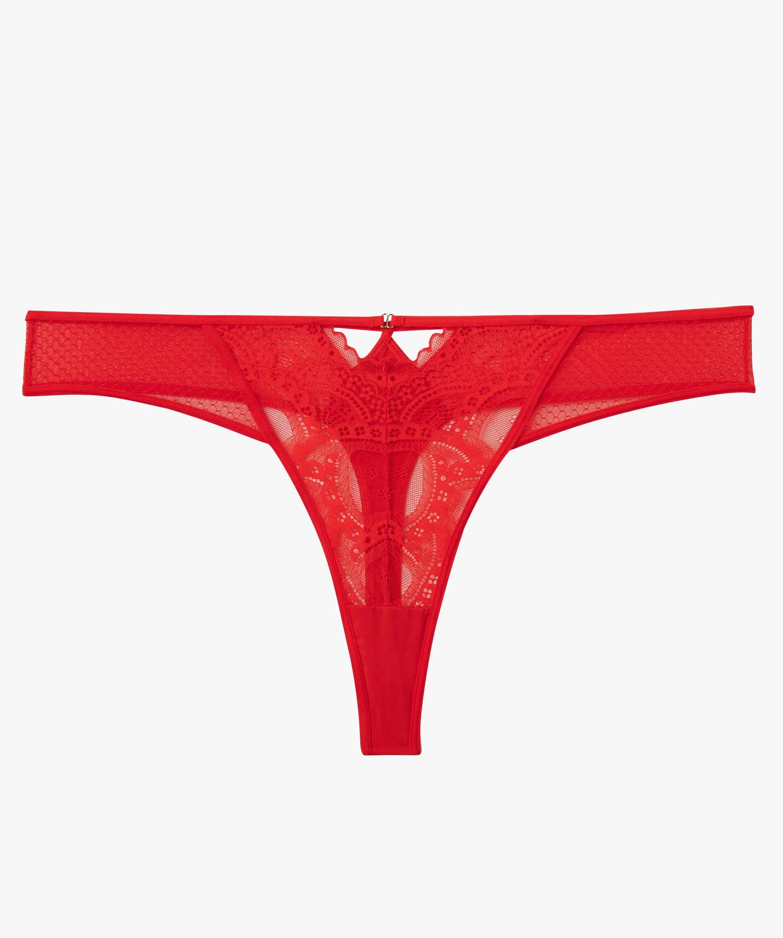 String femme grande taille en dentelle et tulle avec découp... rouge | GEMO