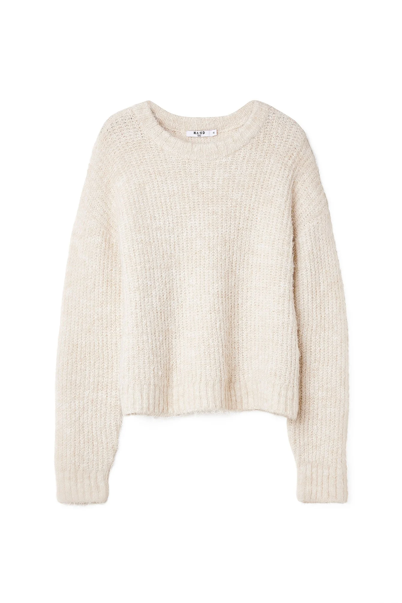 Melierter Strickpullover mit Rundhalsausschnitt