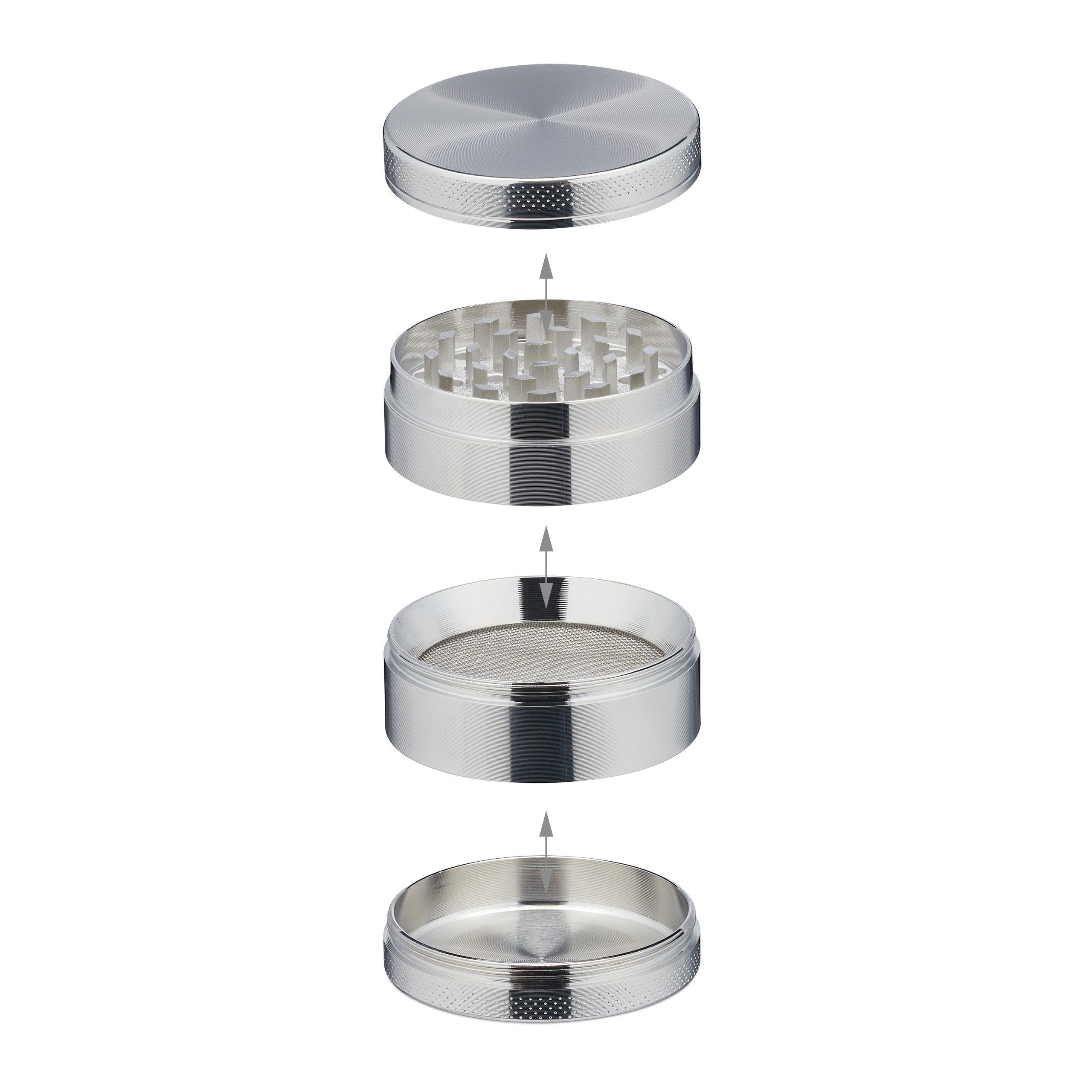 relaxdays Kräutermühle 1 x Grinder aus Metall in Silber