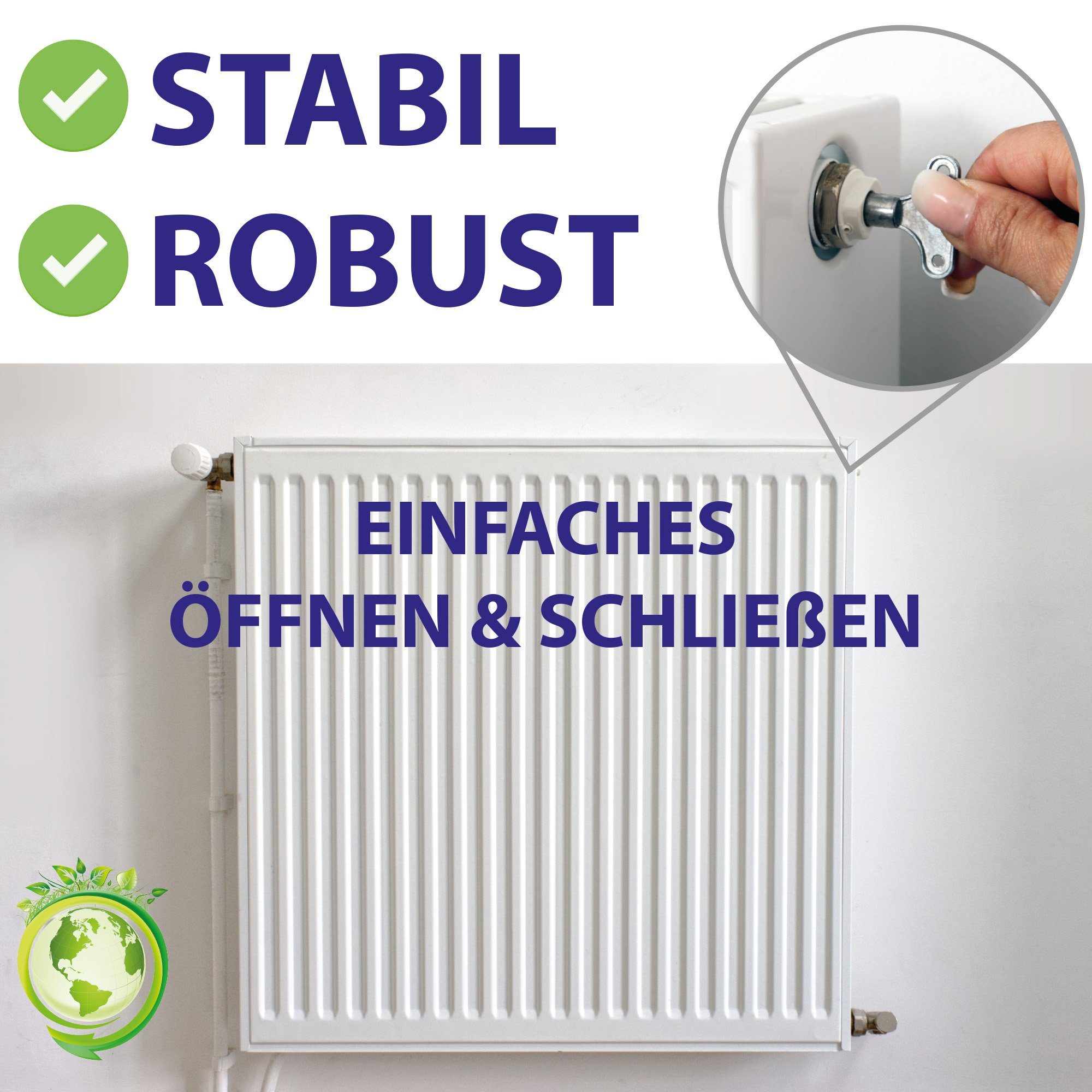 Bestlivings Steckschlüssel Heizkörper-Entlüftungsschlüssel (2 St), Heizungs-Entlüftungsschlüssel Radiatorenschlüssel - langlebig, robust und stabil - Heizkörperschlüssel zum entlüften