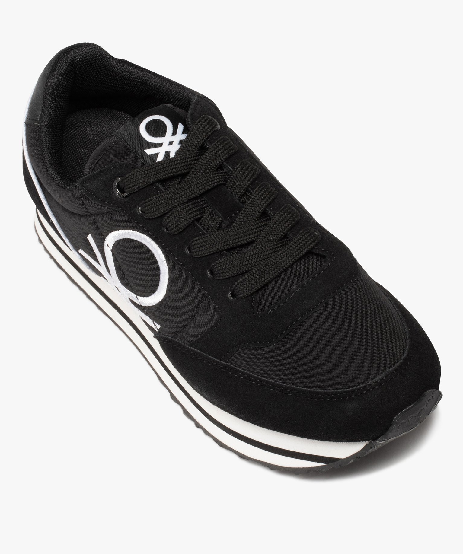 Baskets femme style retro running unies - Benetton noir | GEMO