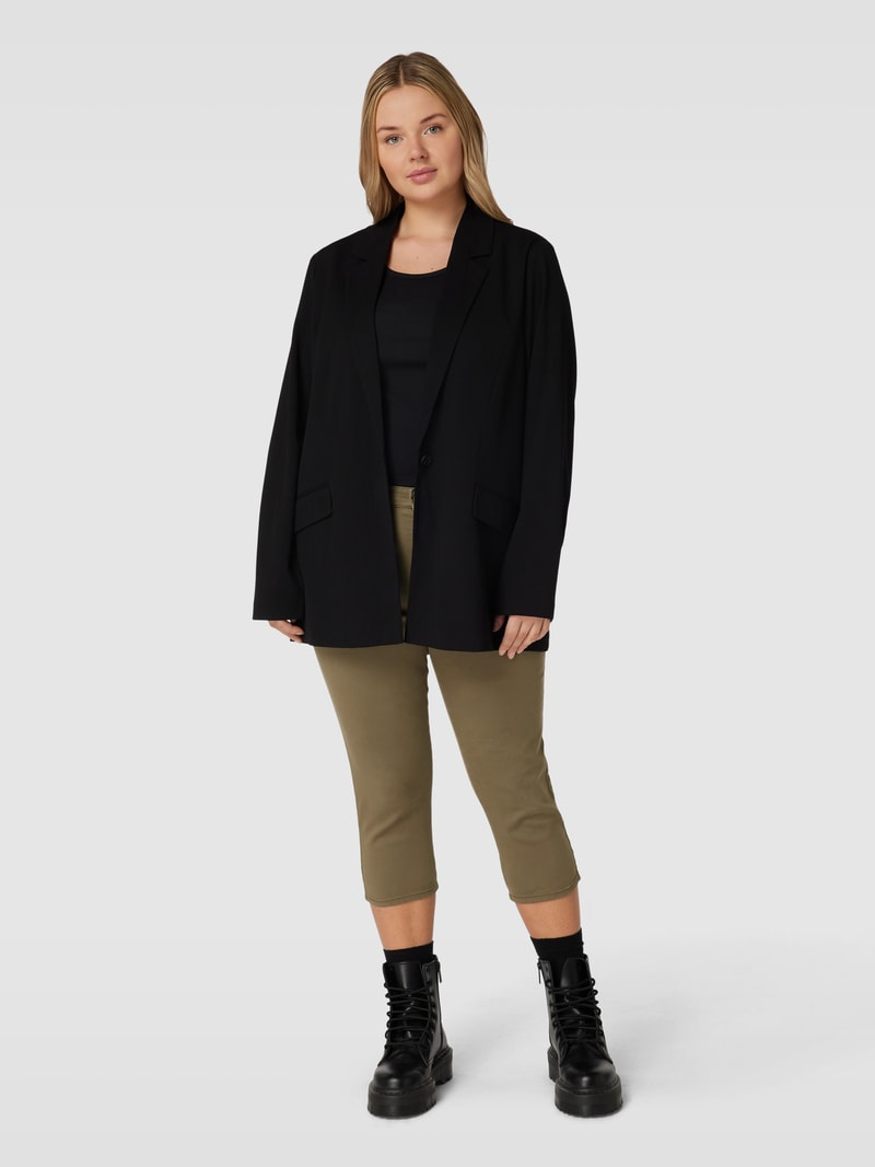 PLUS SIZE Hose mit Label-Details Modell 'AUGUSTA' in olivgrün