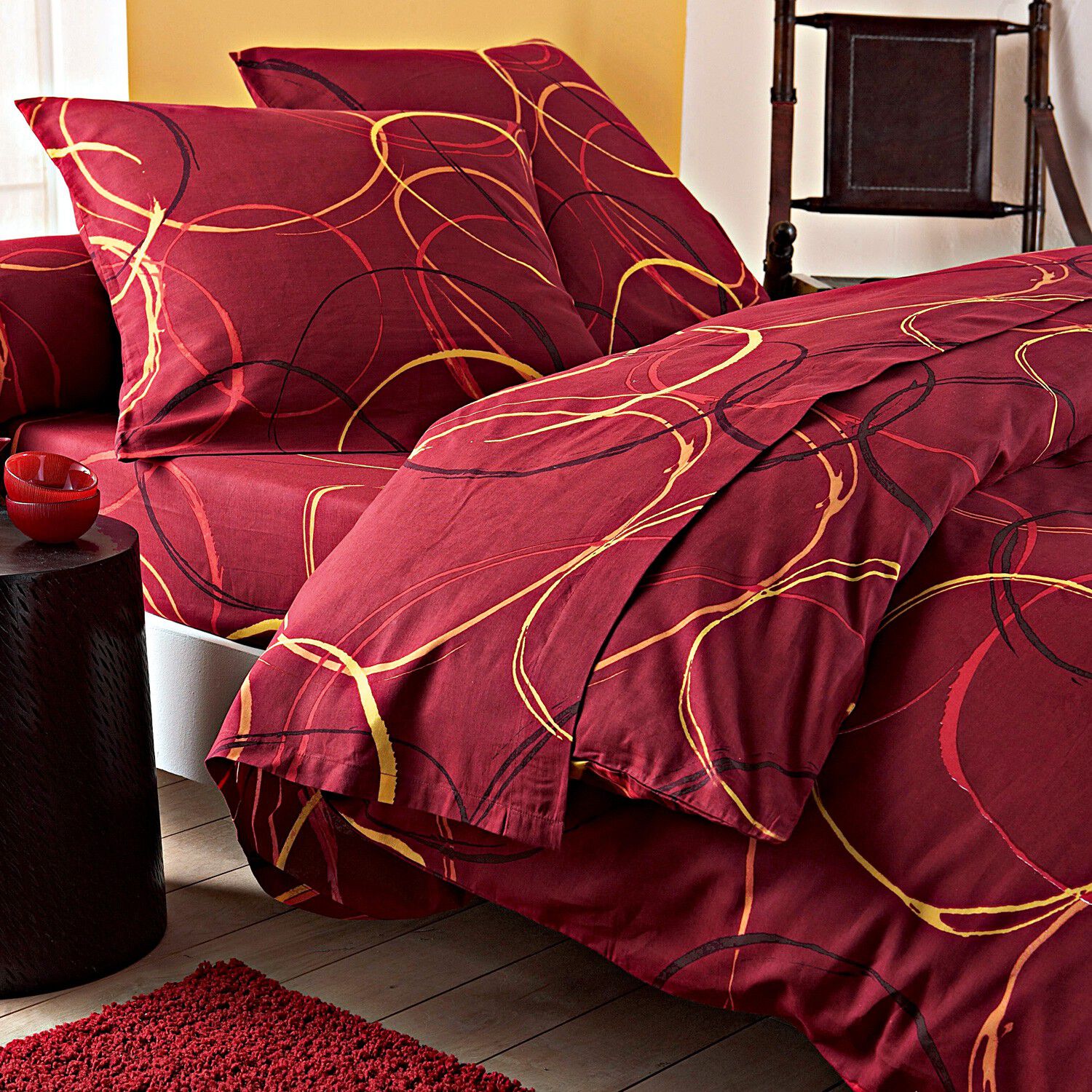 Linge de lit Noémie polycoton imprimé cercles