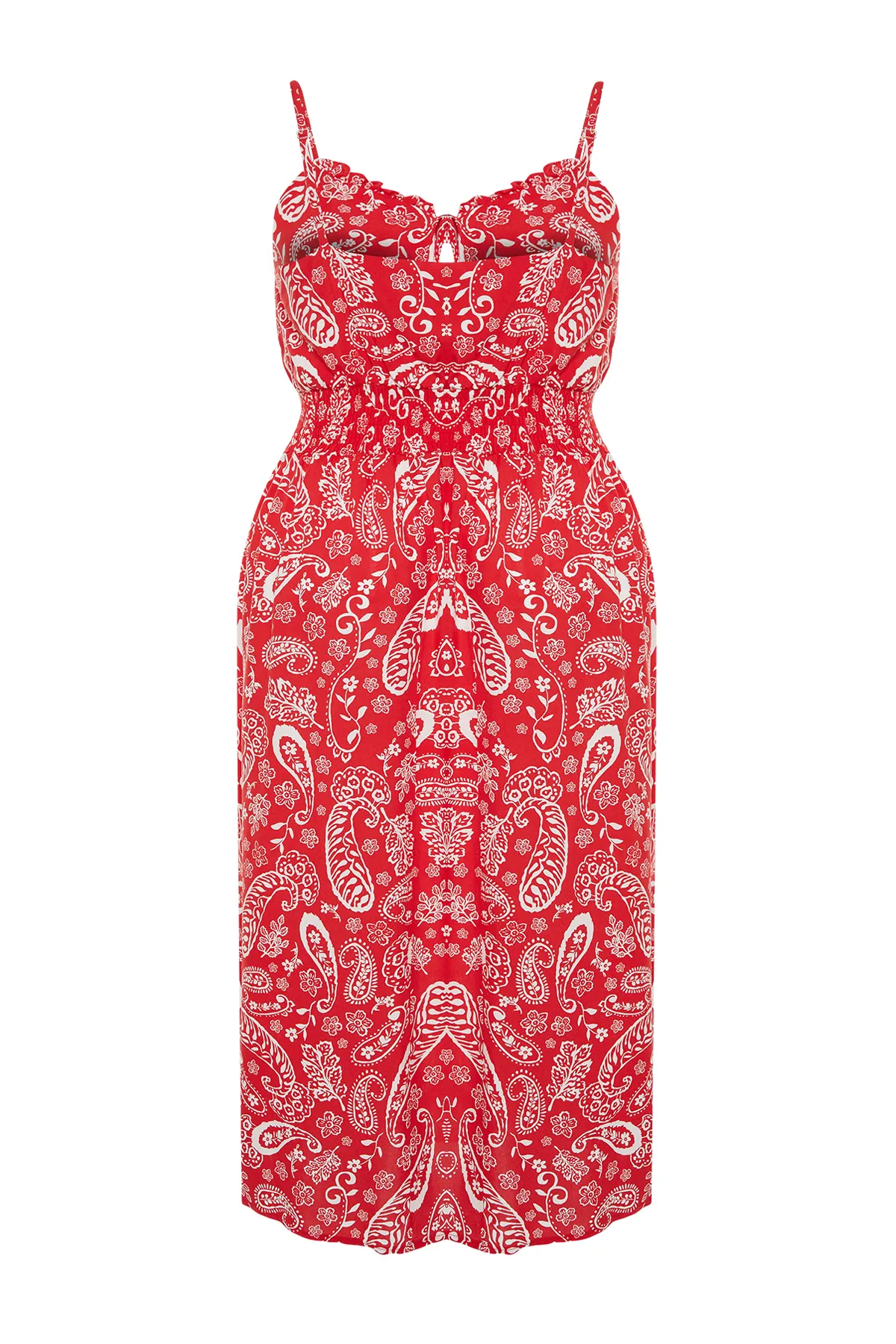 Trendyol Curve  Mehrfarbig gemustertes gewebtes Strandkleid TBBSS24AH00072