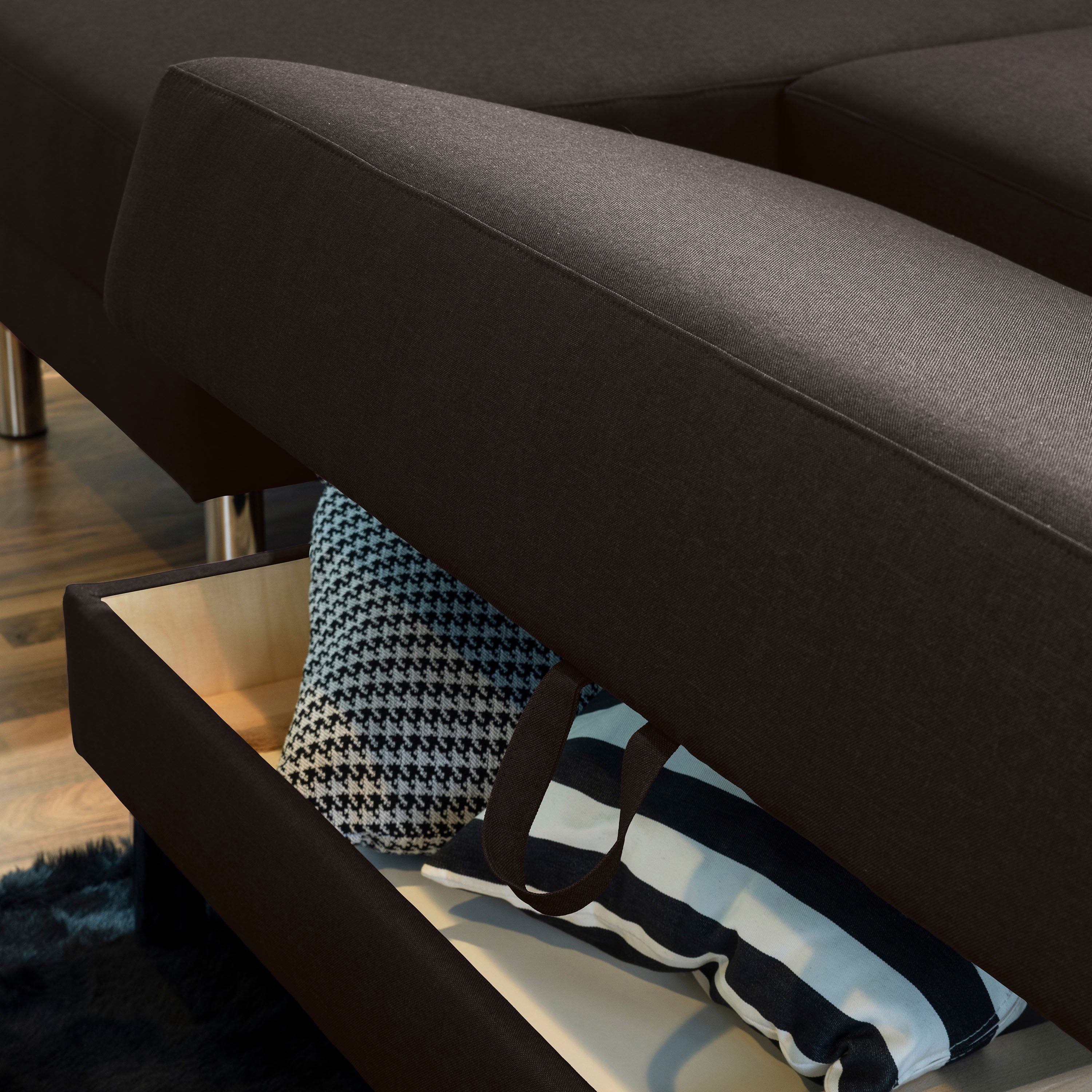 Max Winzer® Loungesofa Just Fashion Funktionssofa Flachgewebe schoko, 1 Stück, Made in Germany