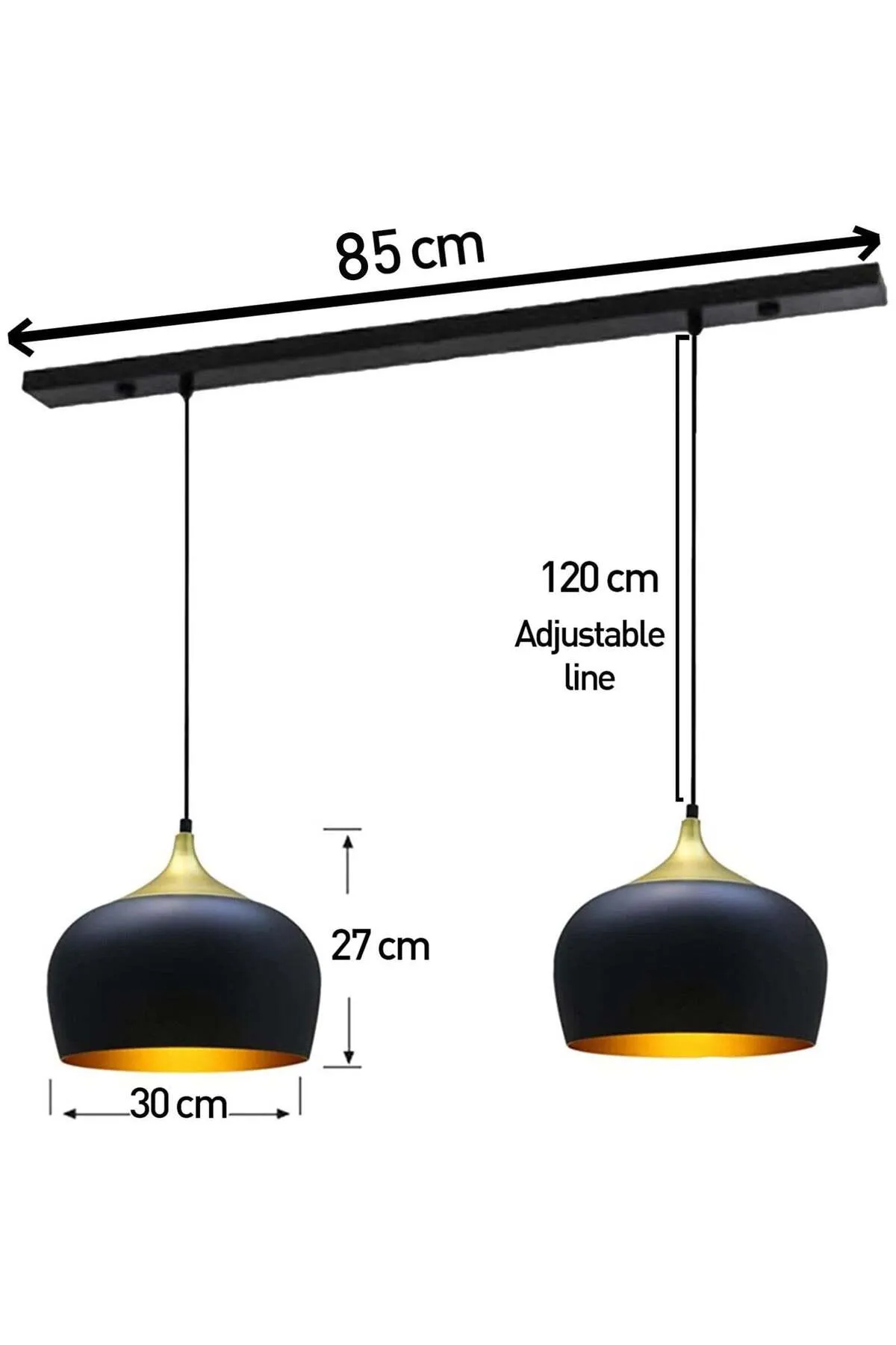 Bamyum  2x Hängelampe E27 Metall Set aus 2-3-4 Pendellampen Hängelampe Pendelleuchte