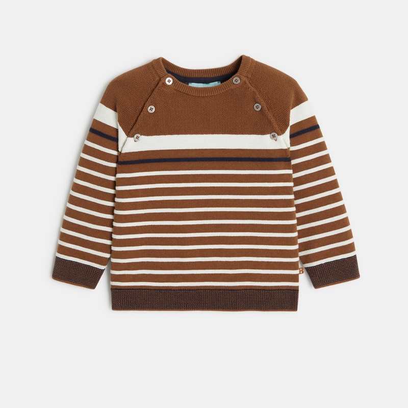 Pull rayé tricot fantaisie blanc bébé garçon