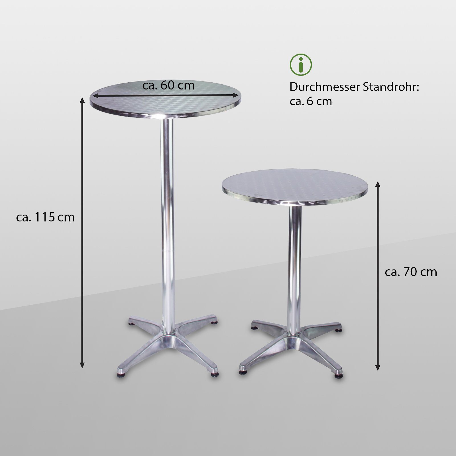 TRUTZHOLM Bistrotisch Stehtisch 2in1 Alu Bistrotisch Bartisch höhenverstellbar 70/115cm (Produkt)