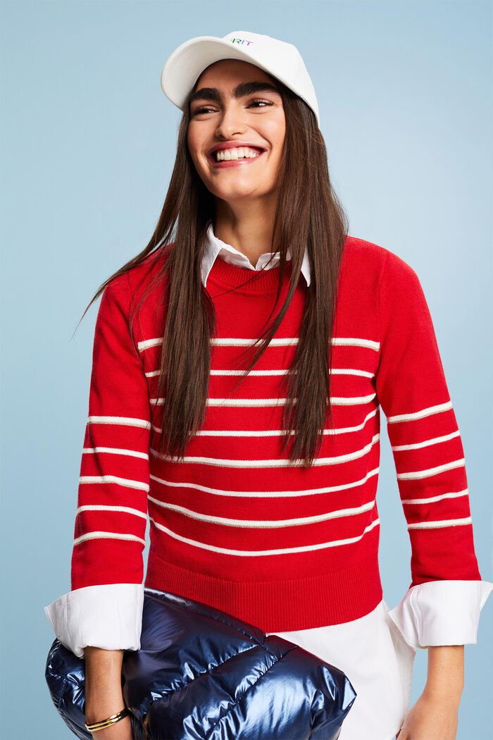 Gestreifter Strickpullover mit Kaschmiranteil