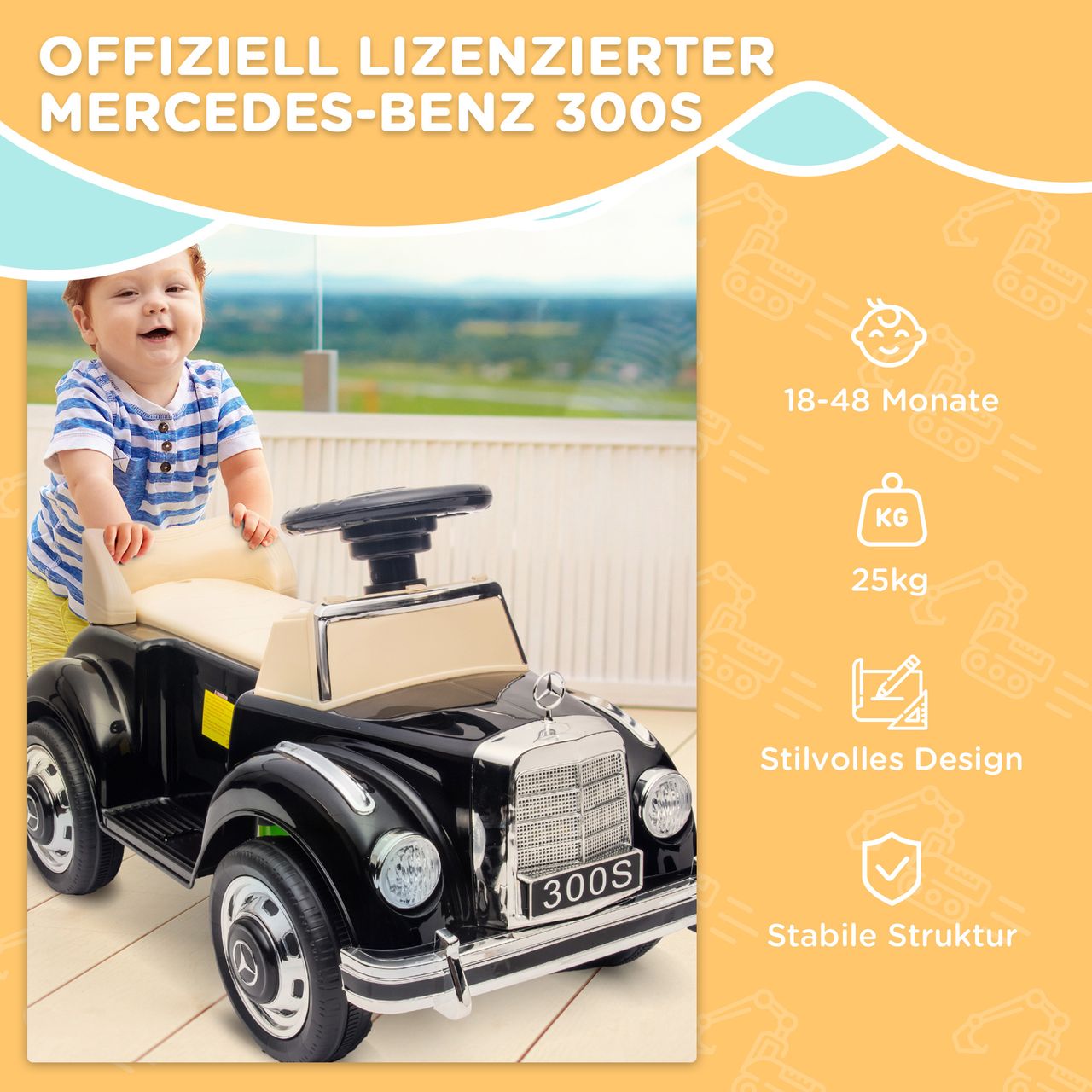 AIYAPLAY Rutschauto, Kinderfahrzeug, Rutscherfahrzeug mit Stauraum, Kippschutz