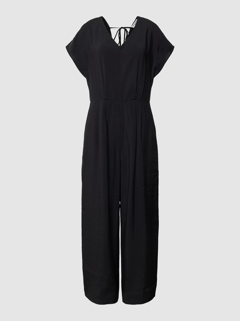 Jumpsuit mit V-Ausschnitt in schwarz