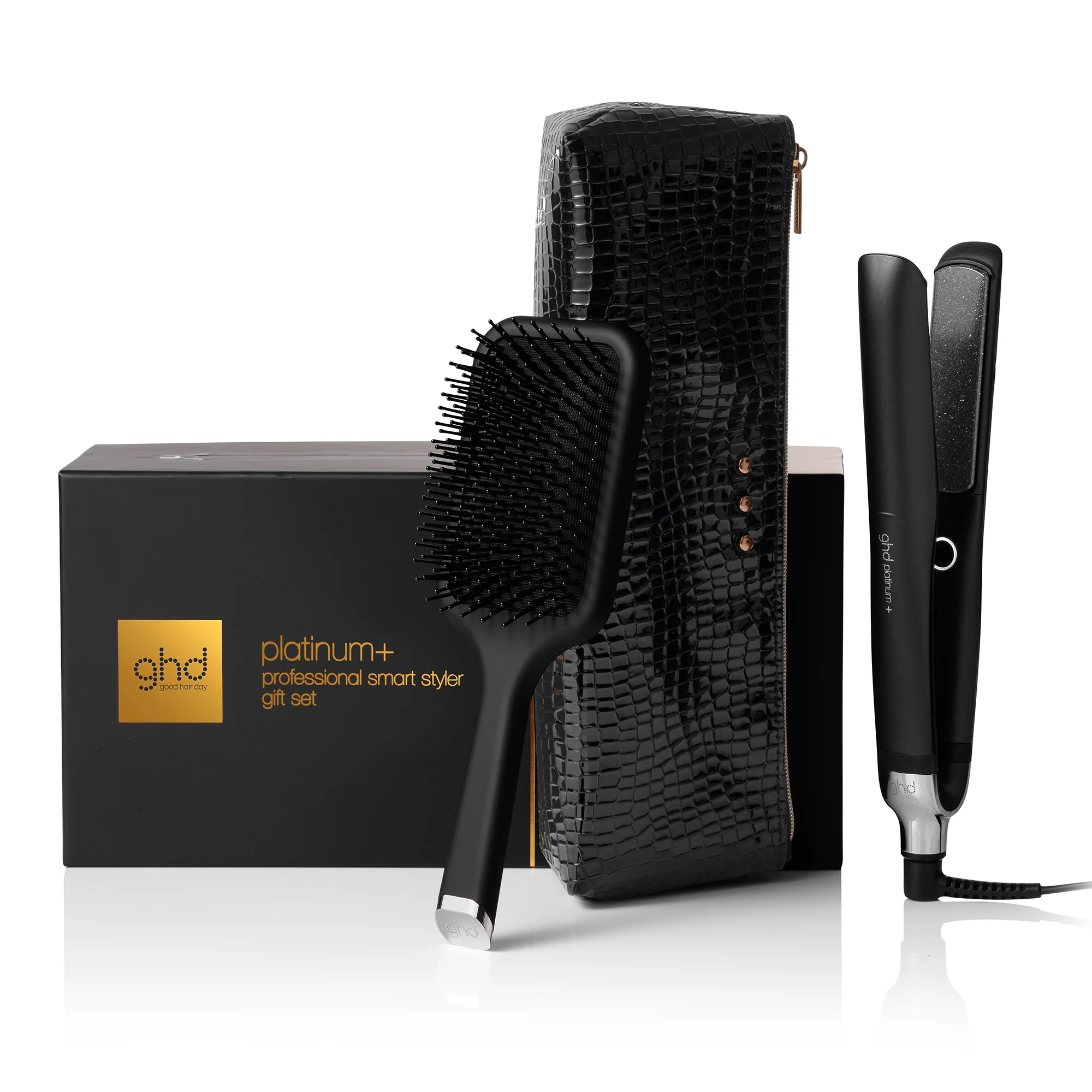 GHD Platinum+ Styler Geschenkset – Professioneller Haarglätter + Paddelbürste – Haar-Geschenksets, Haarglätter, Bürsten