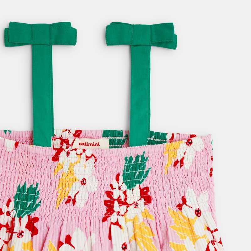 Combishort fille à motifs fleurs exotiques rose Catimini