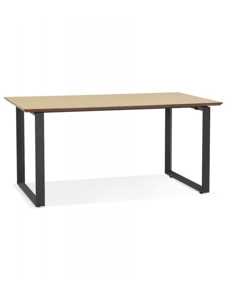 KADIMA DESIGN Großer Holz Metall Schreibtisch | Modern Elegant Design in Beige-Schwarz günstig kaufen