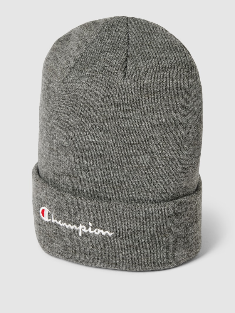 Beanie mit Label-Stitching in anthrazit meliert