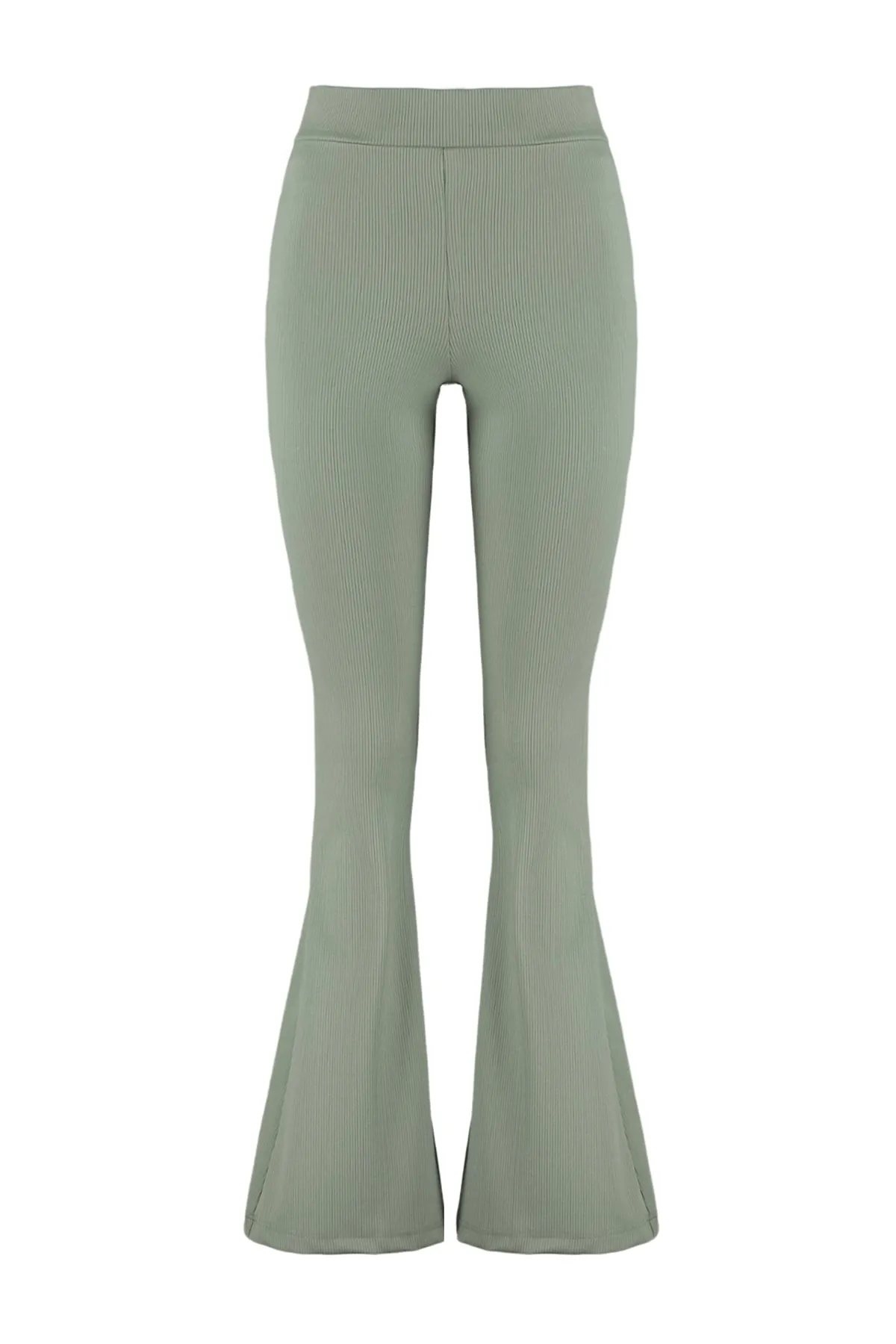 Trendyol Collection  Khakifarbene, gerippte, ausgestellte/spanische Leggings mit hoher Taille und gestrickter Hose TWOSS23PL00135