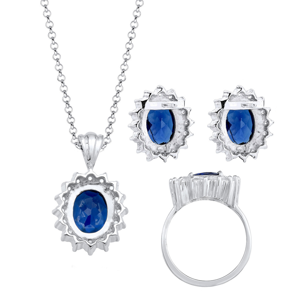 Elli Elli Ensemble de Bijoux Femme Pendentif Glamorous avec des Cristaux de Zircone Cu Bijoux