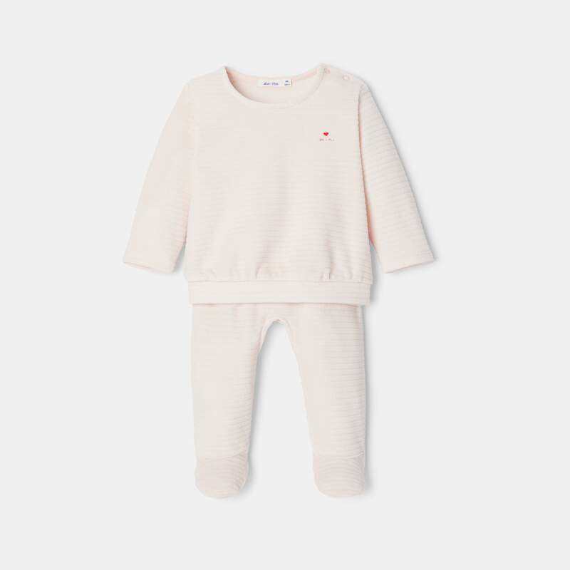 Pyjama en velours ottoman rose mixte Absorba