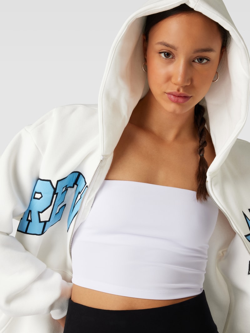 Sweatjacke mit Label-Stitching in weiß