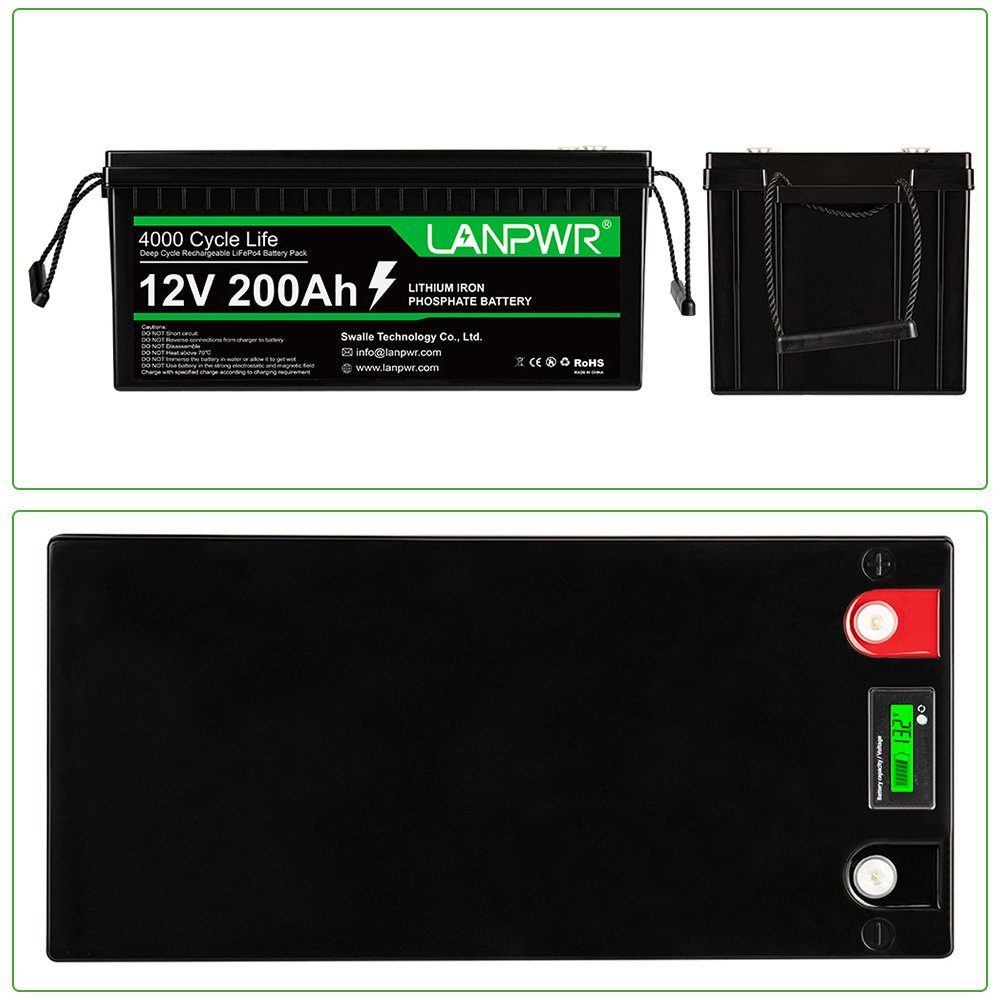 Tidyard Stromerzeuger 12V 200AH Lifepo4-Batterie 2560Wh 4000 Zyklen Lebensdauer Leicht, (Energie: 2560Wh, LiFePO4 Batterie Powerstation für Stromausfall, Reise,Camping,Angeln), Energiespeicherbatterie,Notstromversorgungen Tragbar