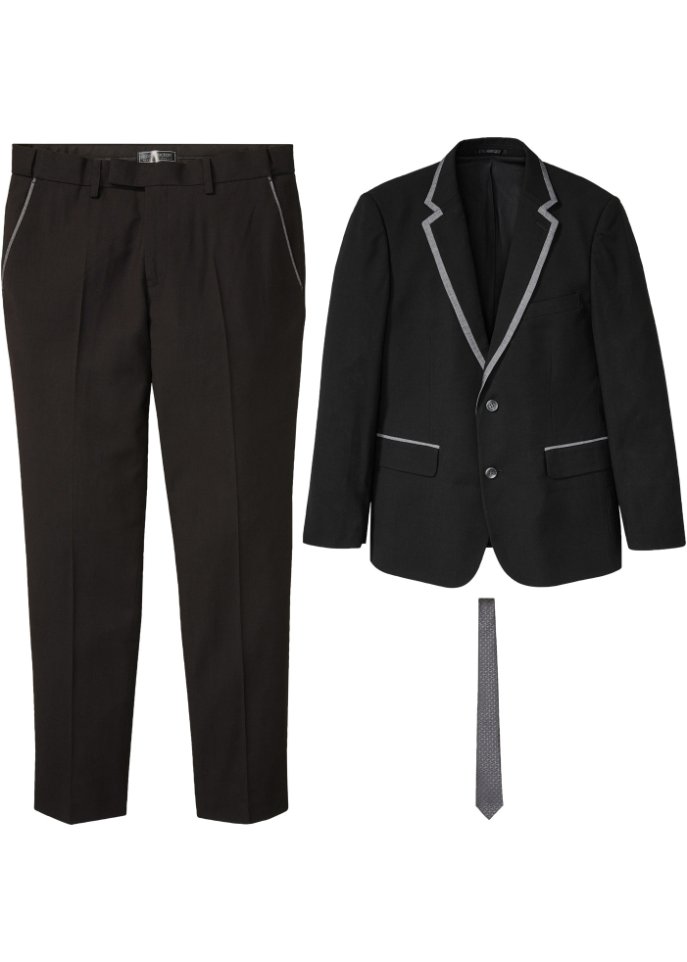 Anzug (3-tlg.Set): Sakko, Hose, Krawatte Slim Fit