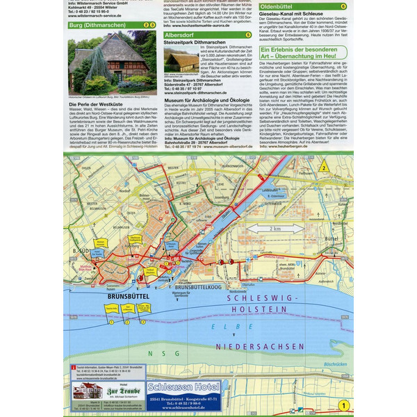 Radwanderkarte Radroute Nord-Ostsee-Kanal 1 : 50 000 - Fahrradkarte