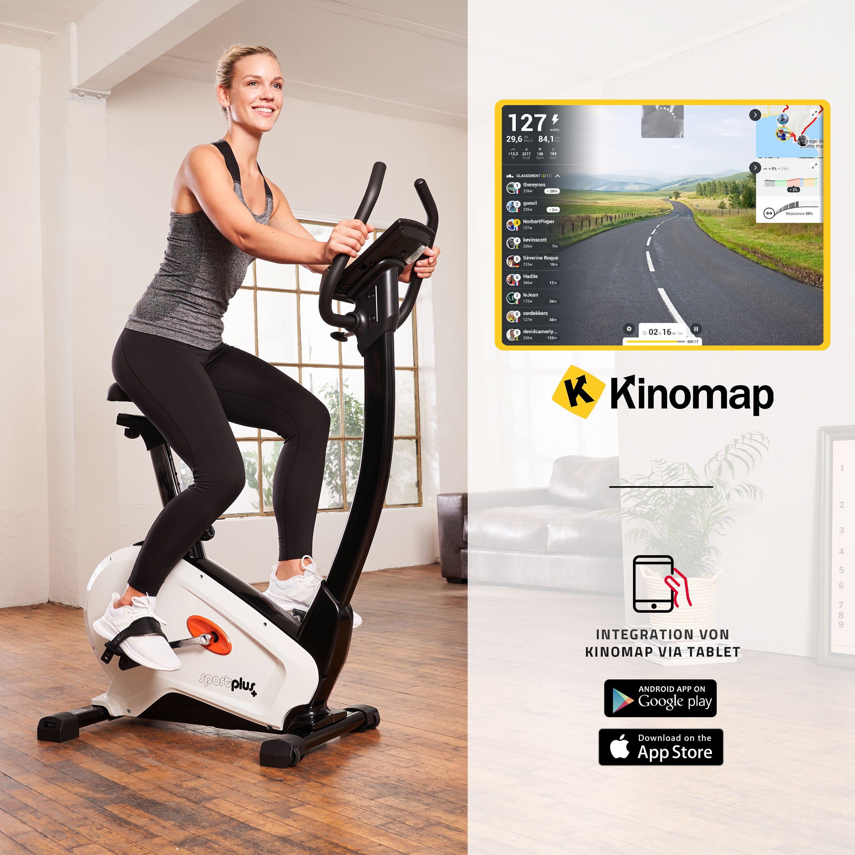 SportPlus Heimtrainer SP-HT-9800-iE, Heimtrainer, Fahrrad, App Steuerung, max. Benutzergewicht 130 kg