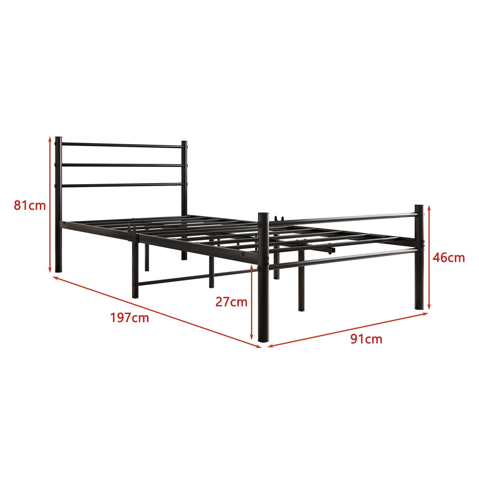Gotagee Metallbett Einzelbett Metallbett Metall Bett Jugendbett Bettgestelle 90x190 cm