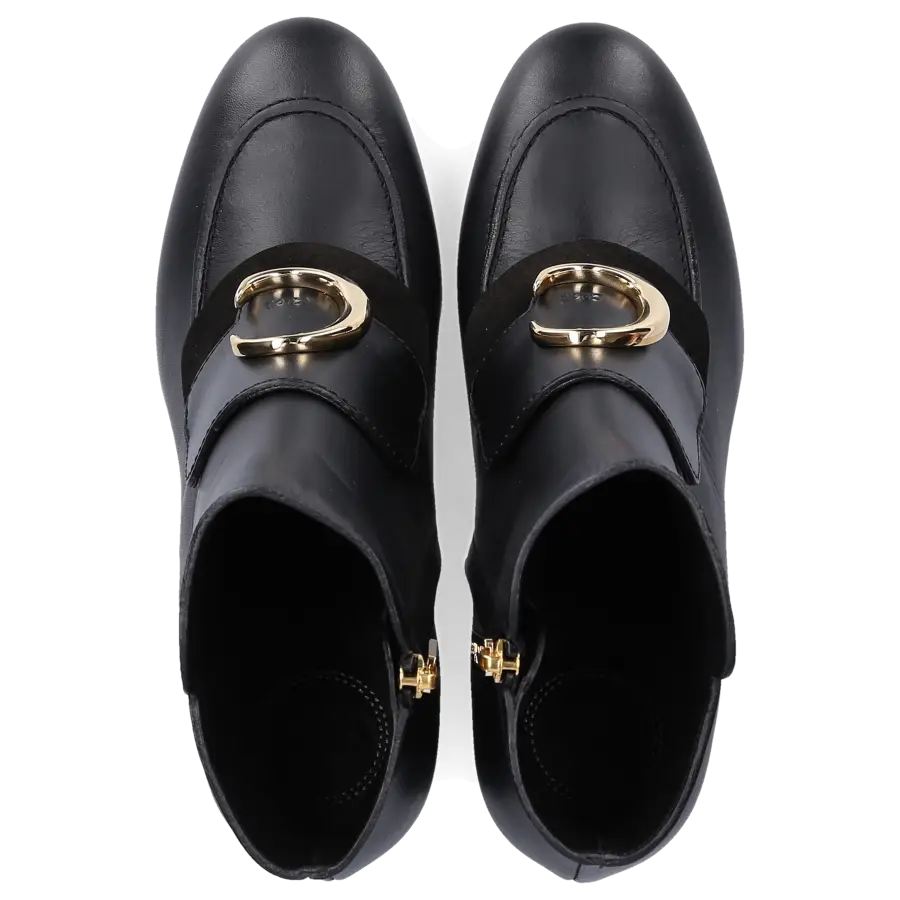 Chloé - Stiefeletten CH33218A Kalbsleder Logo Metallisch schwarz - schwarz