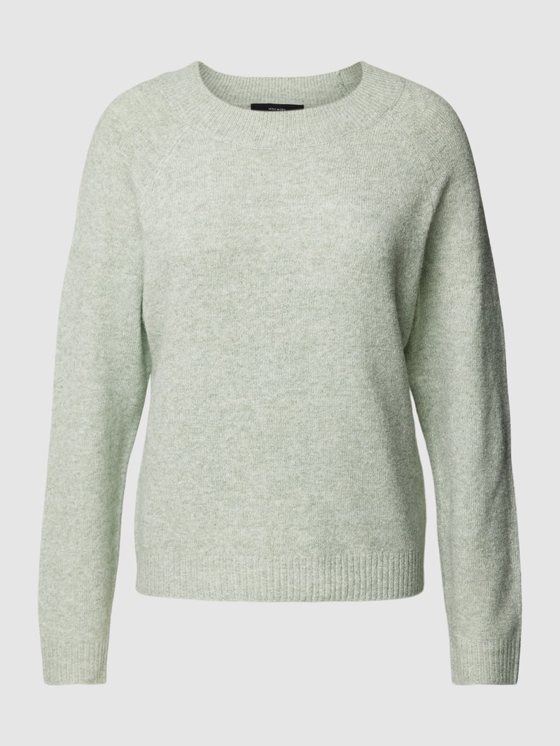 Strickpullover mit Rundhalsausschnitt Modell 'DOFFY' in schilf