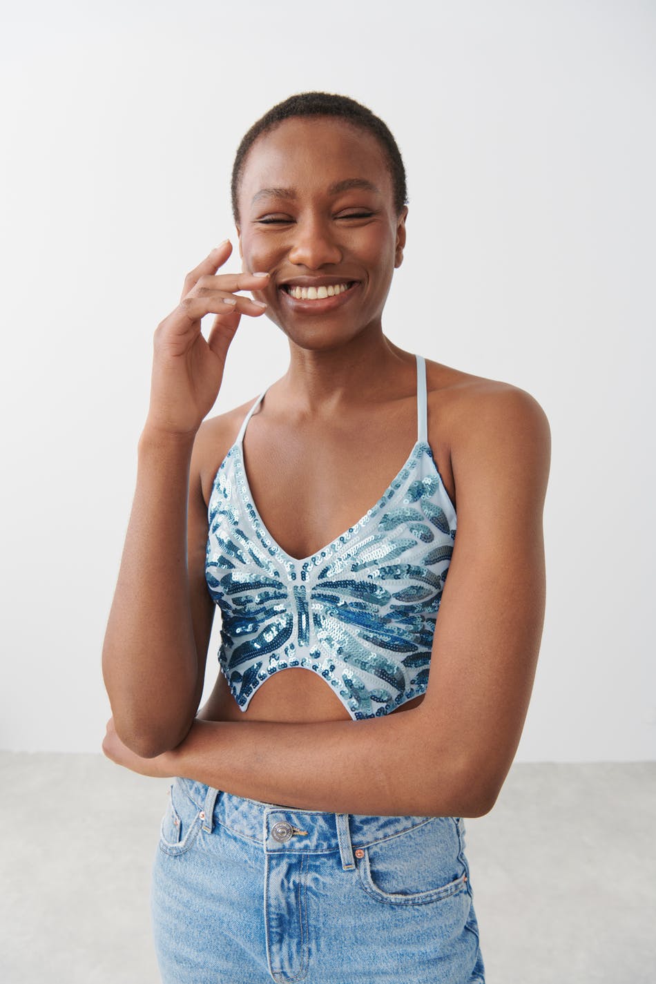 Butterfly sequin top