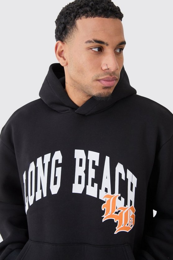 Oversize Long Beach Hoodie im College-Stil