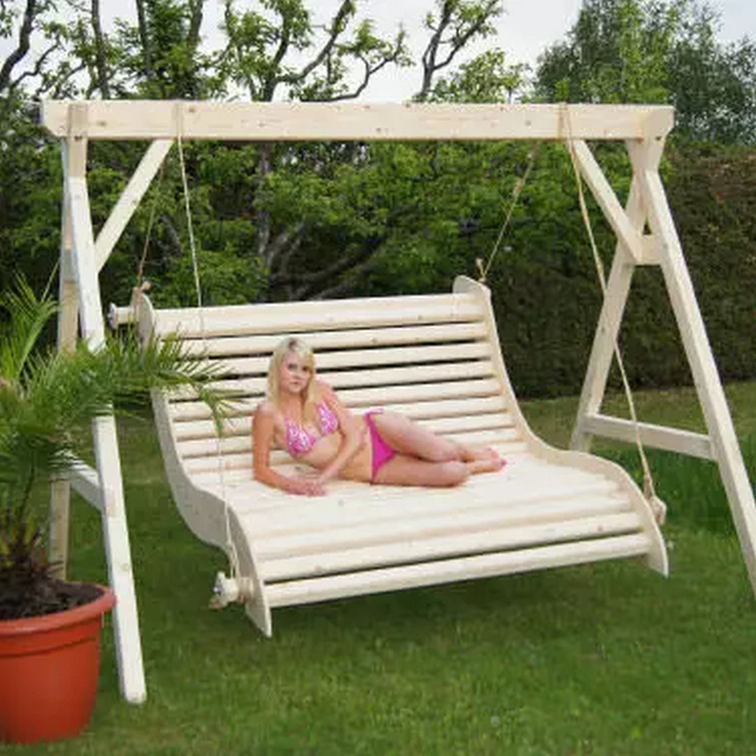 PureHaven Hollywoodschaukel Standard für 3 Personen 242x201x265 cm, 3-Sitzer