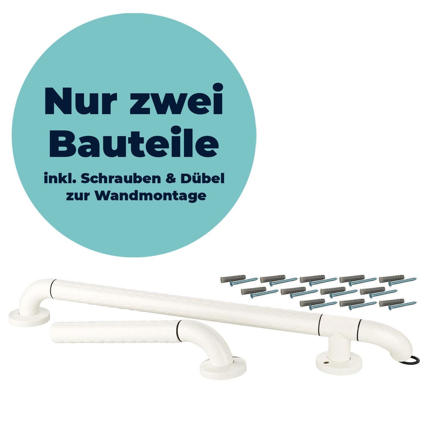 flexilife Haltegriff flexilife Eck-Wandhaltegriff Badewannengriff für flexilife Badewanne WC oder Dusche, Kunststoff Länge: 70 cm, Höhe: 38 cm, Weiß