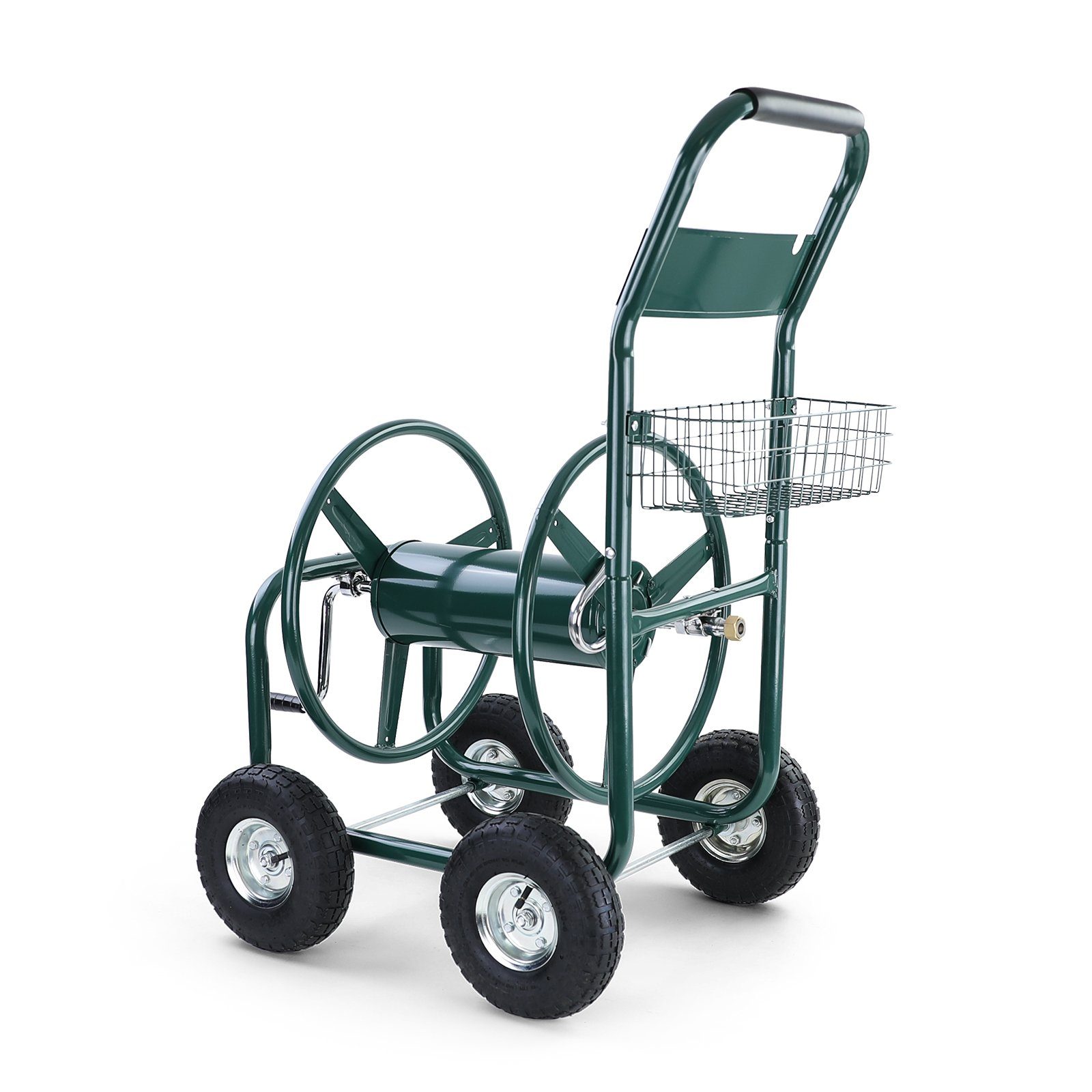 RAMROXX Schlauchwagen Schlauchwagen Handwagen mit Kurbel Grün bis 106m Gartenschlauch