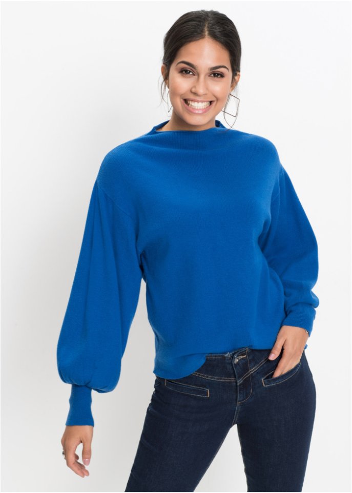 Strickpullover mit Ballonärmeln