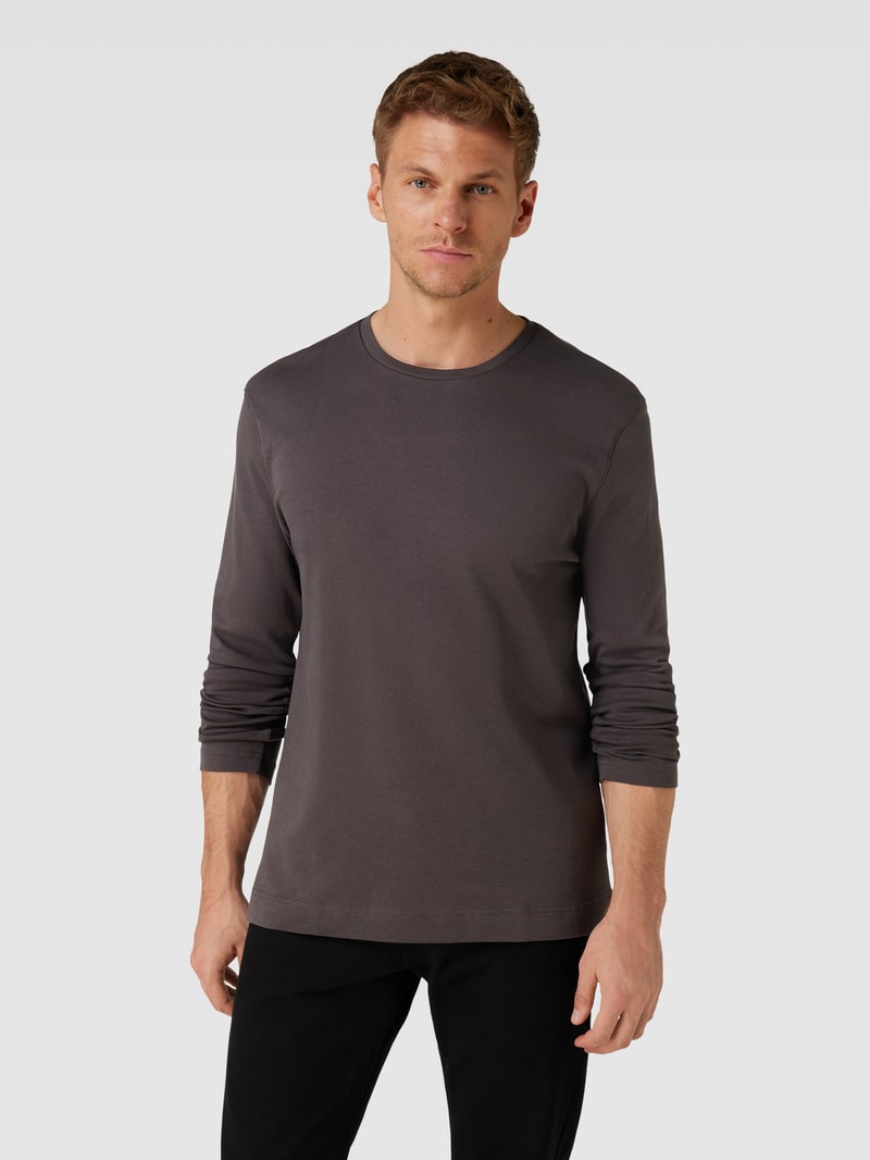 Longsleeve mit geripptem Rundhalsausschnitt in anthrazit