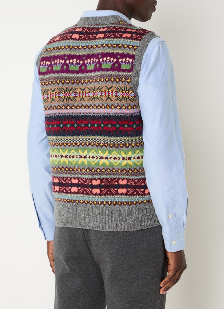 Ralph Lauren Chunky knit wool sleeveless sweater with knitted-in pattern