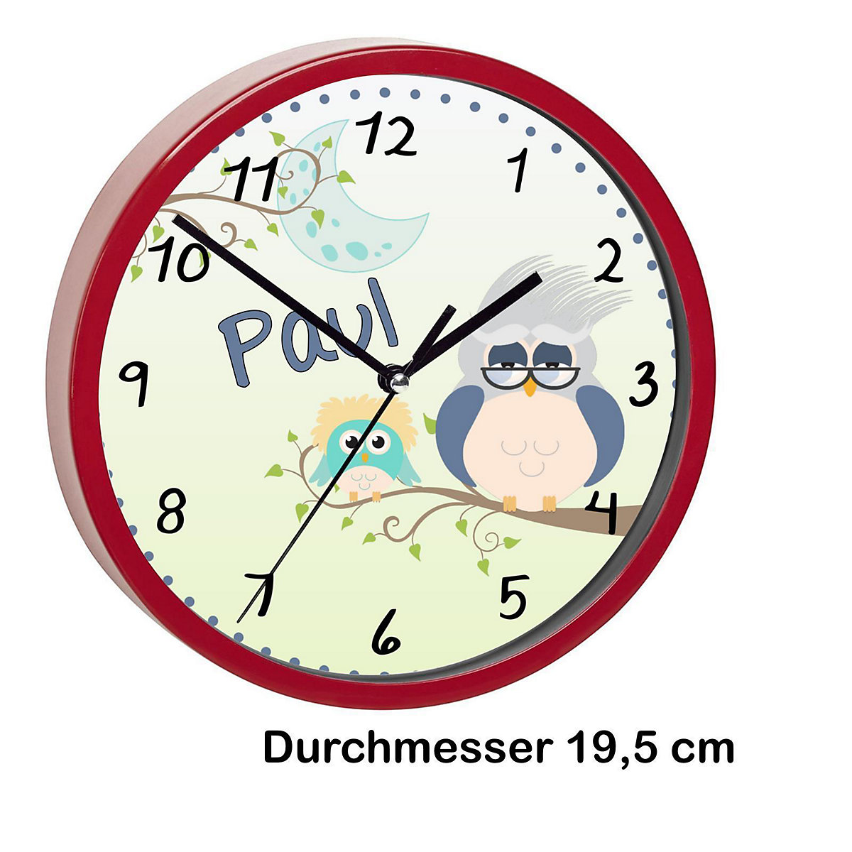 Kinder Wanduhr personalisiert mit Name Eule Opa