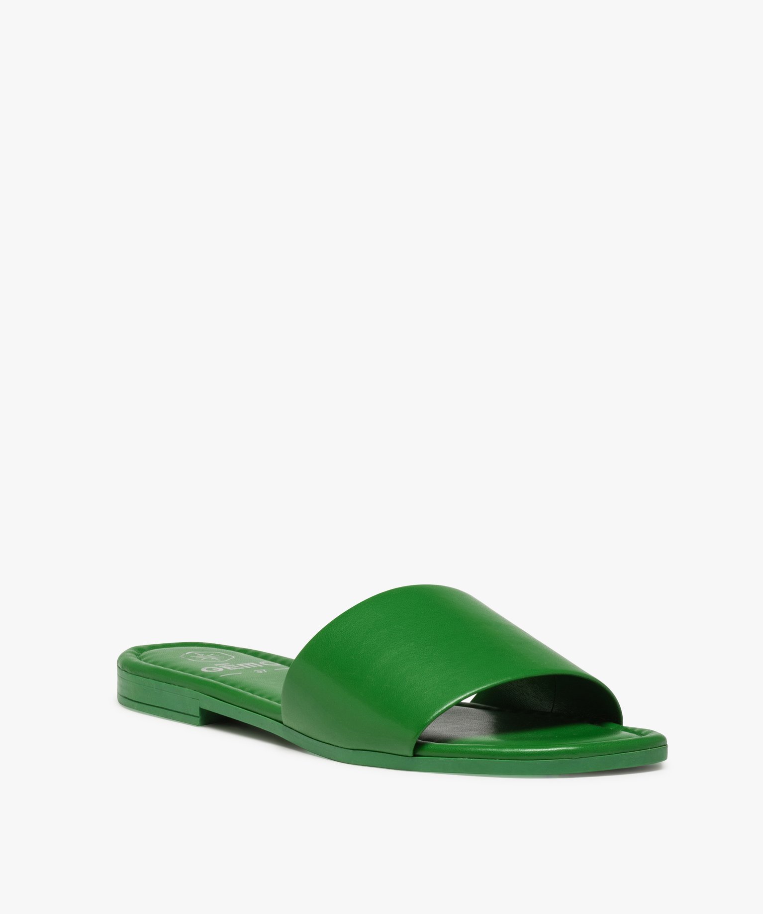Mules femme unies à talon plat et bride droite vert | GEMO