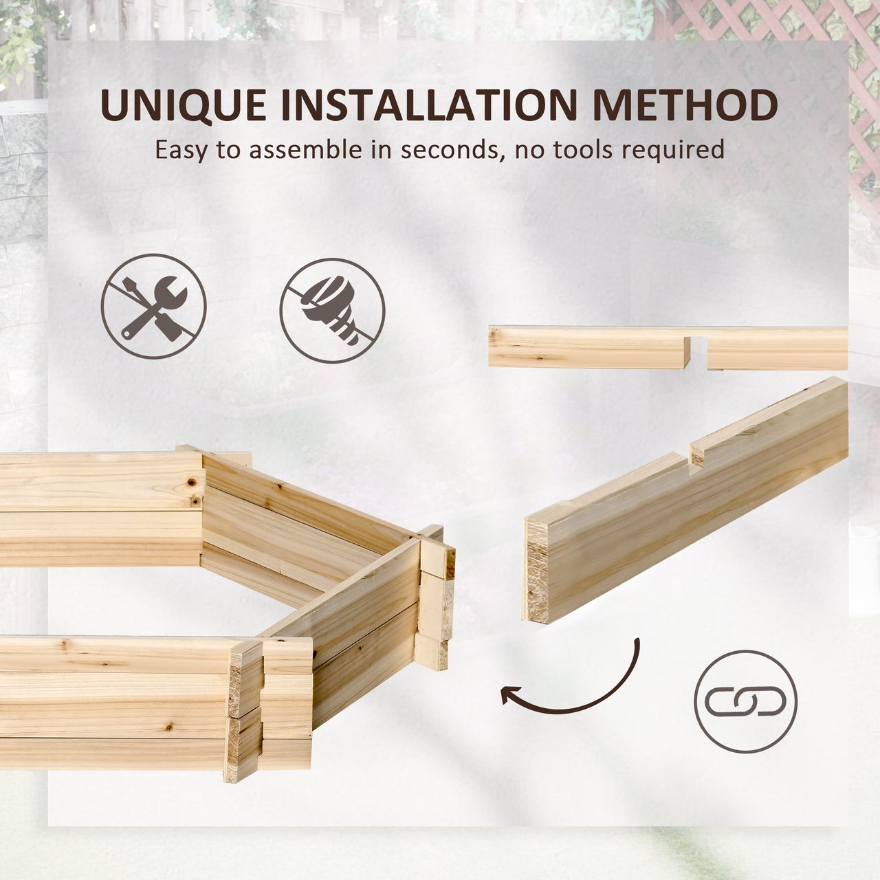 Outsunny Hochbeet sechseckig DIY Pflanzkübel Pflanzkasten aus Holz Natur
